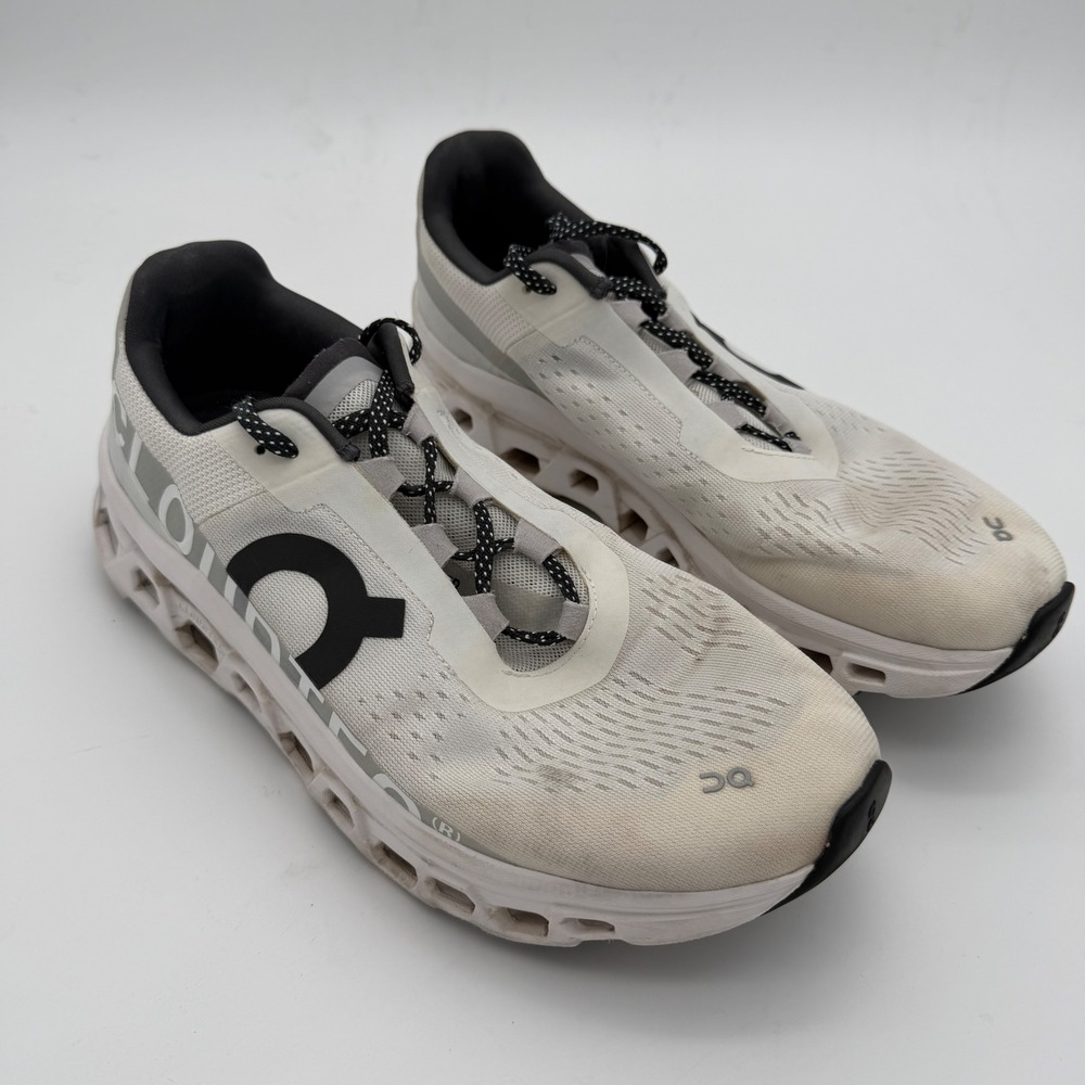 On Cloudmonster Running Shoes Mens 10 White Frost 61.98288 CloudTec Sneakers
